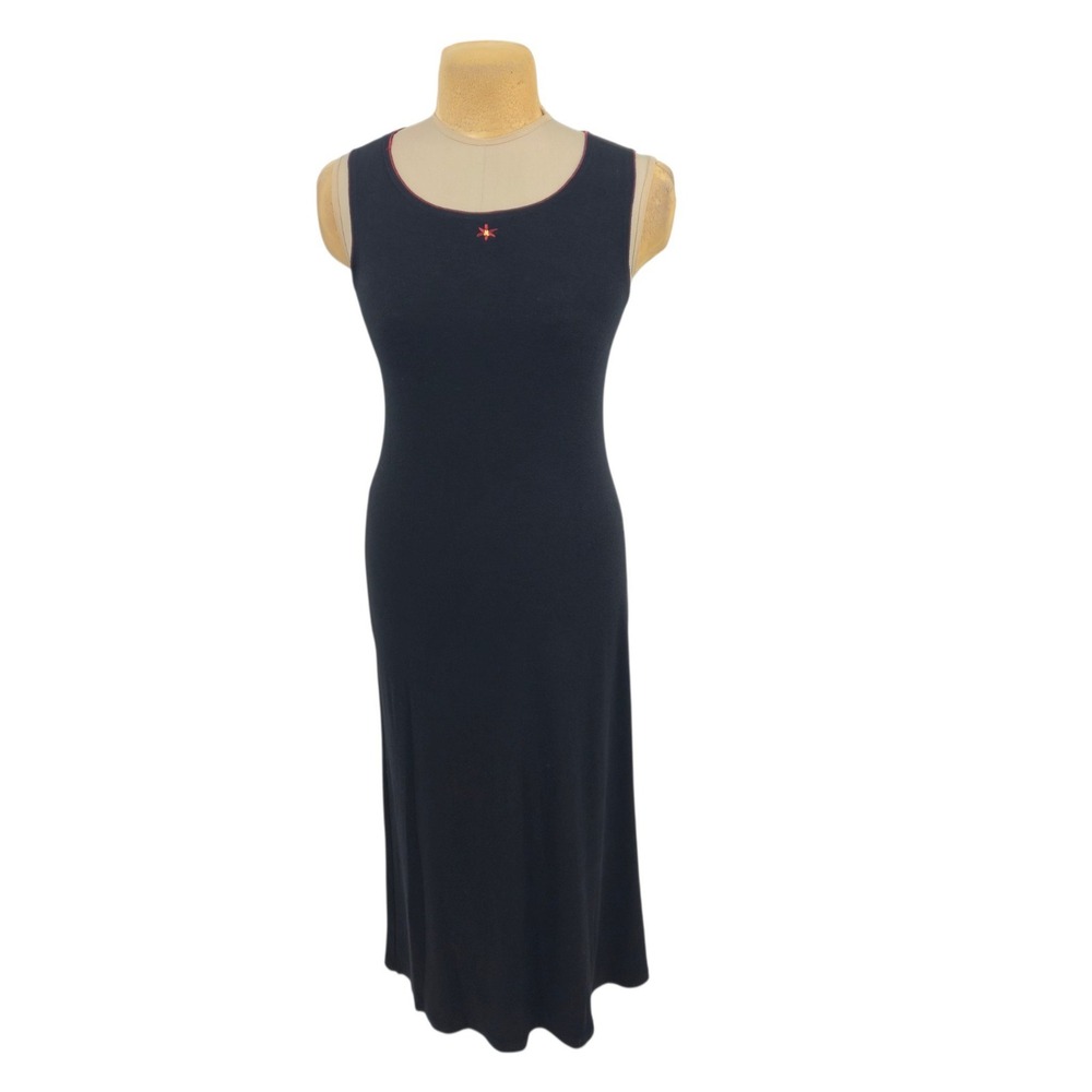 Pictures Maxi Dress Women Size S Black Sleeveless Red Trim Vintage 90s Y2K Goth
